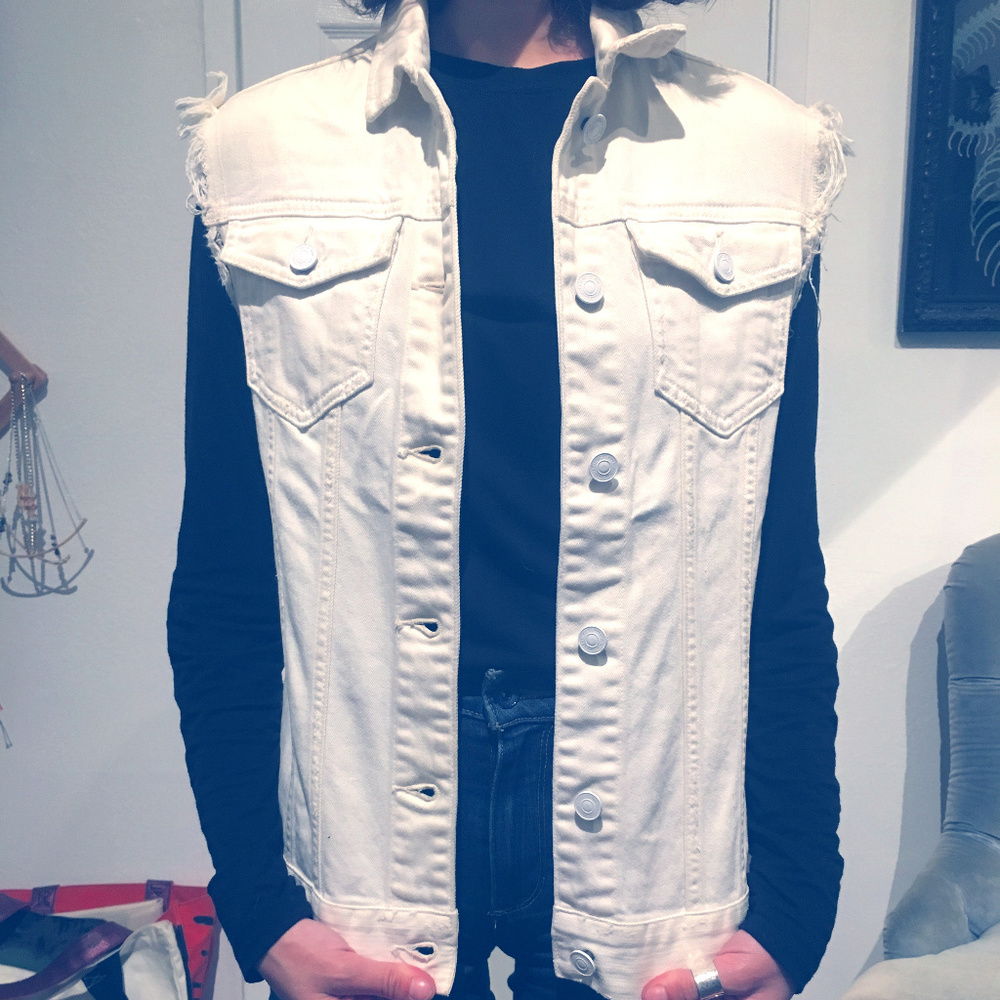 AllSaints White Cole Denim Gilet Vest